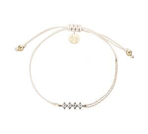NEW ADRIANA PAPPAS women's cz crystal bar bracelet on colored cord in ivory